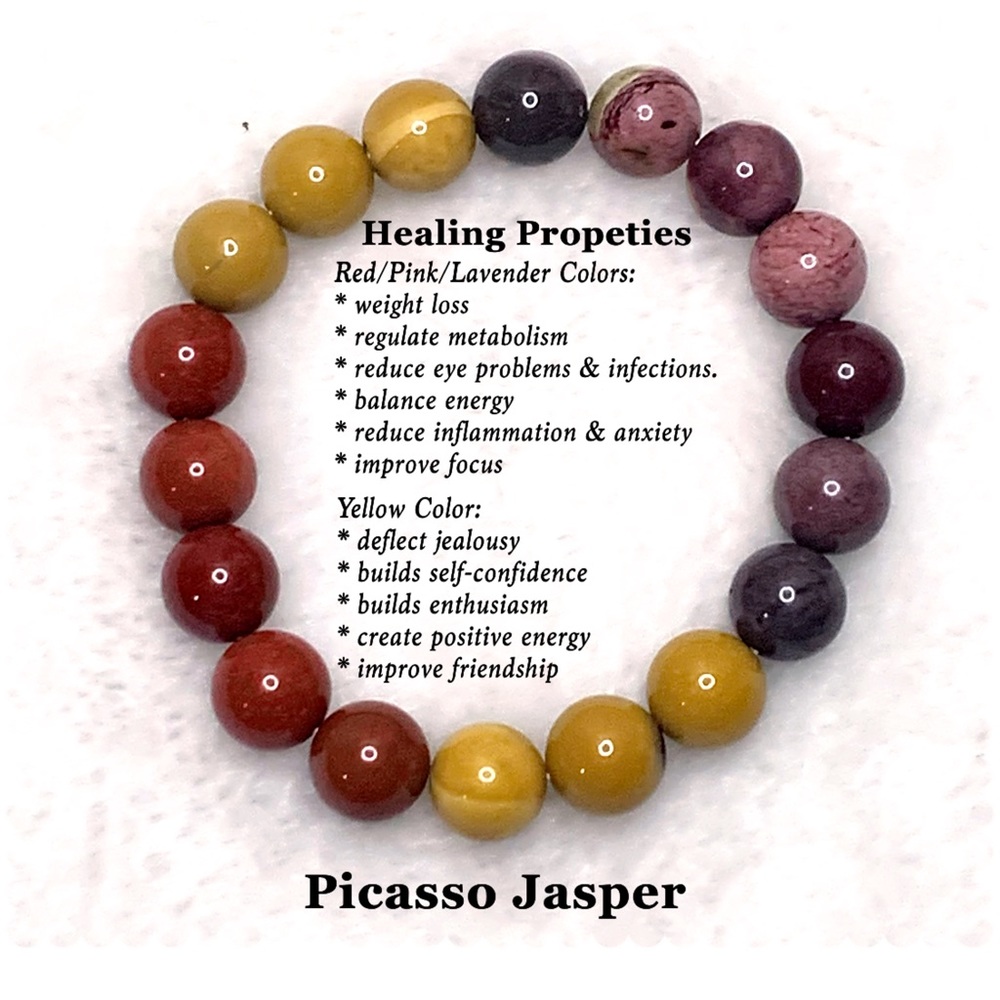 Picasso Jasper 10mm Beaded Stretchy Bracelet
